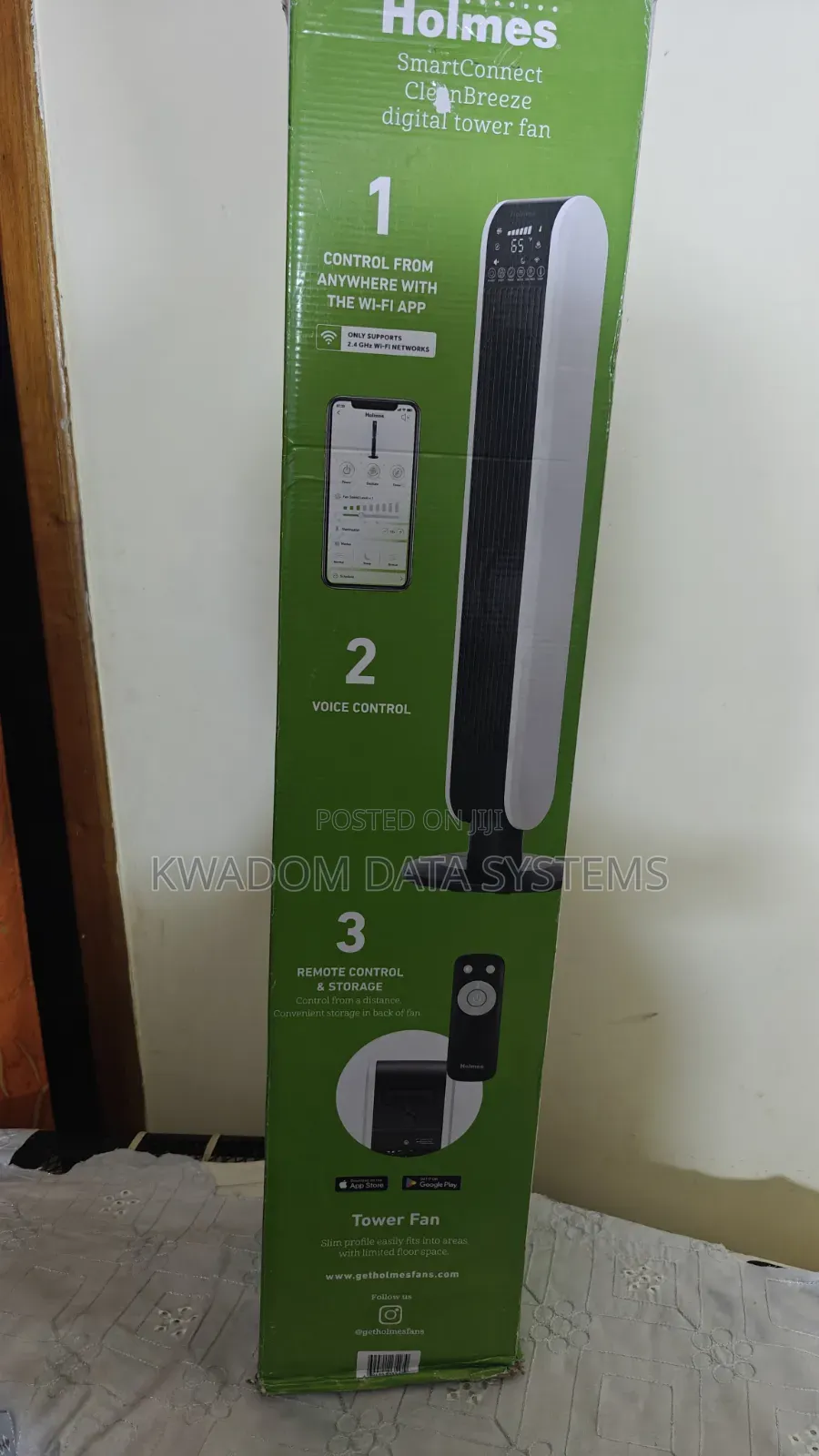 Holmes 40' Wi-Fi Tower Oscillating Fan With Clean Breeze With Alexa