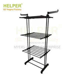 Wheeled 4 Tier Clothes Drying Stand,Easy to Move-50kg