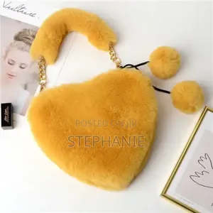 Luxury Faux Fur Heart Shaped Women Small Handbag