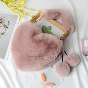 Luxury Faux Fur Heart Shaped Women Small Handbag