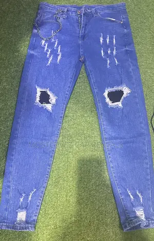 Men Jeans Ripped for Sale Blue Waist Size 33 in Store