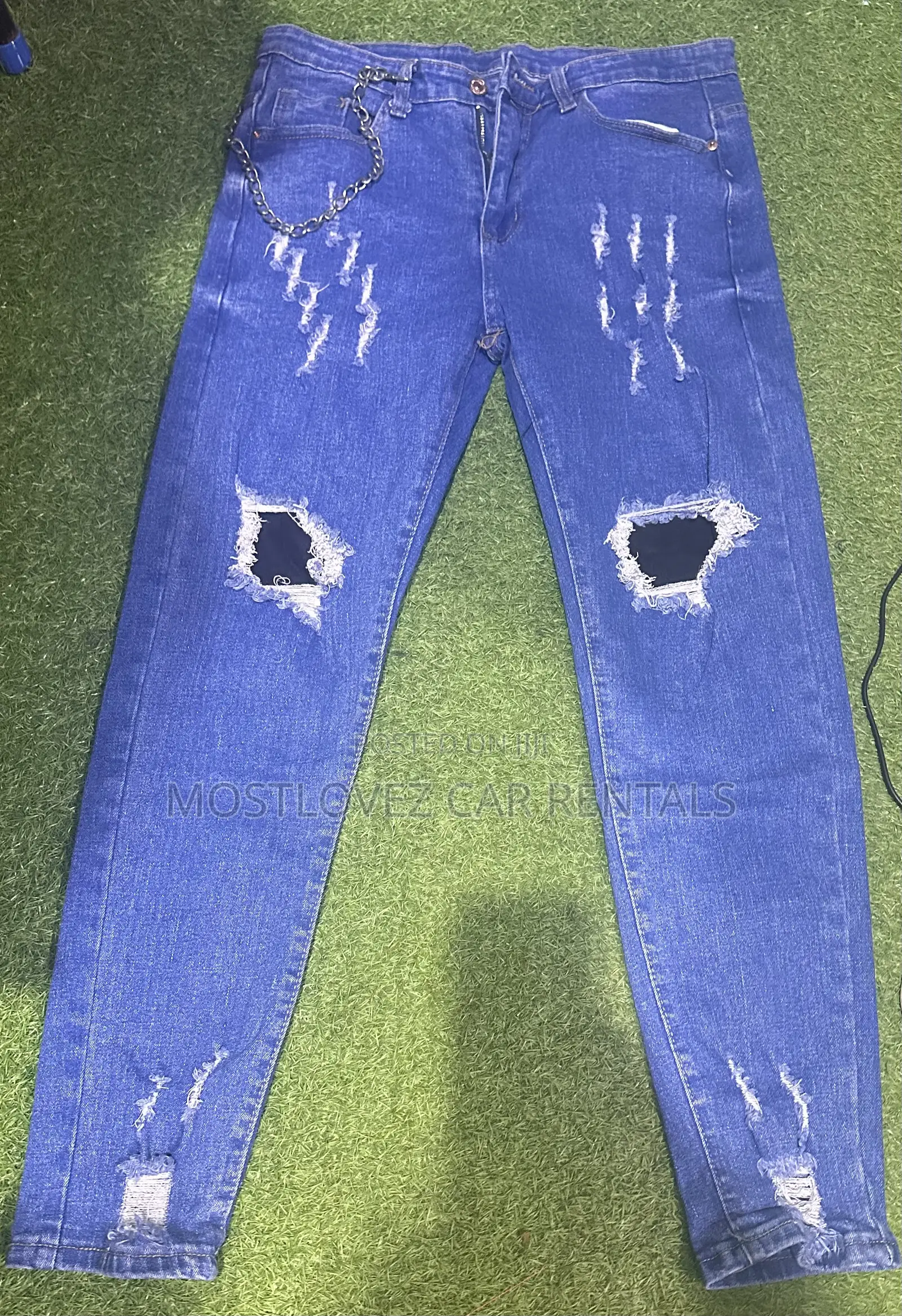 Men Jeans Ripped for Sale Blue Waist Size 33 in Store