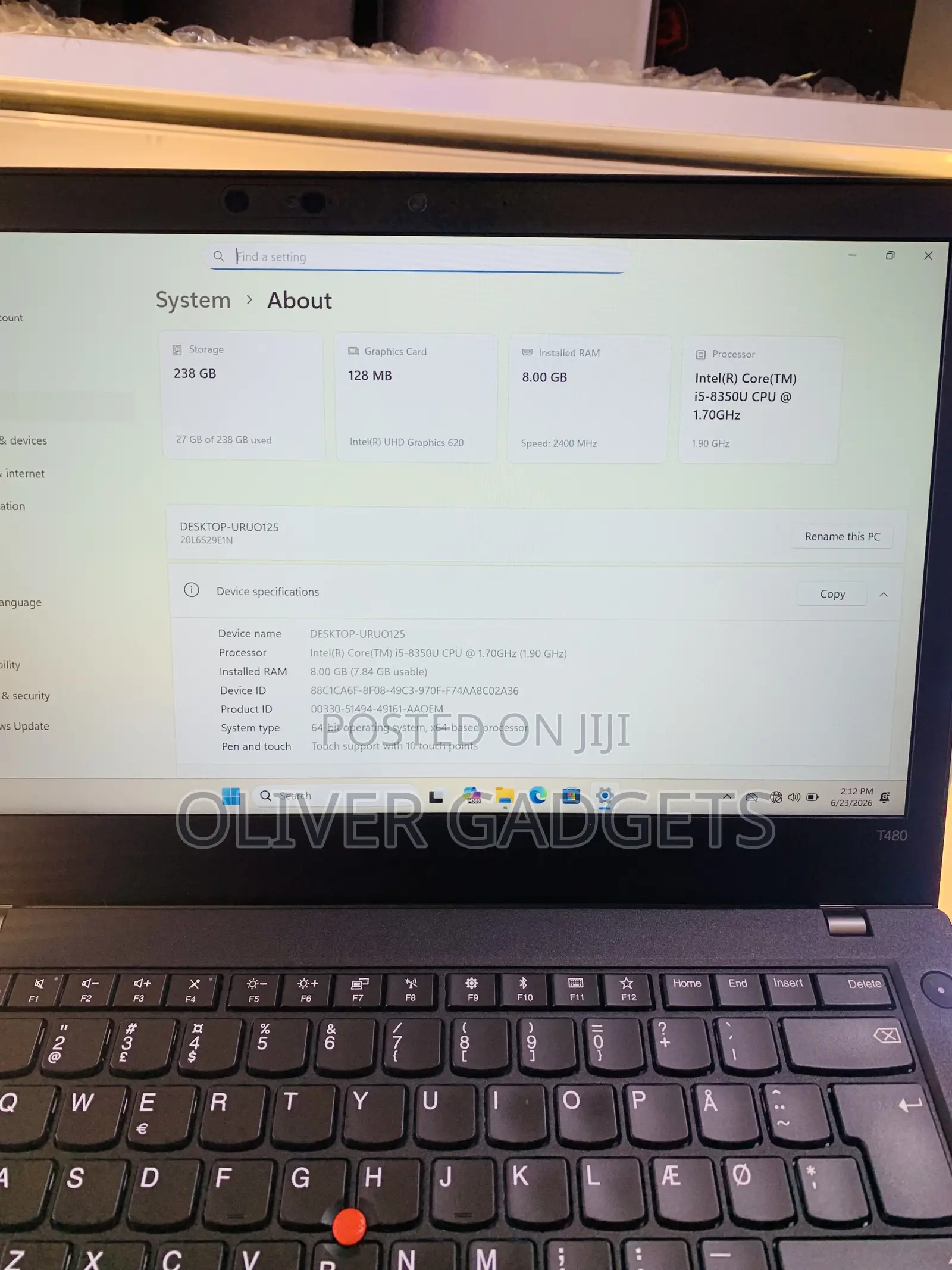 Laptop Lenovo ThinkPad T480 8GB Intel Core i5 SSD 256GB