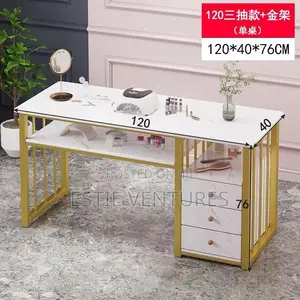 White and Gold Manicure Desk Features