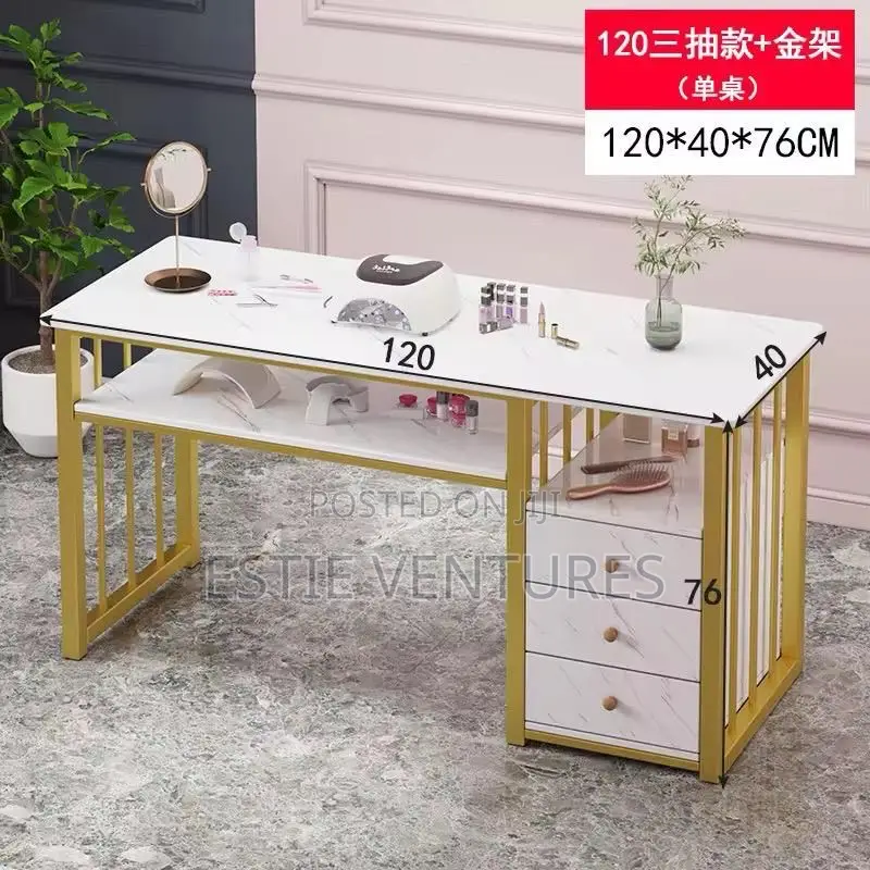 White and Gold Manicure Desk Features
