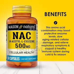 Mason Natural Nac N,Acetyl,L,Cysteine 500 Mg, Supports Normal,60 Caps