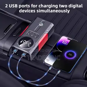 Emergency Car Kit: Car Battery Jumper, Tire Pumper