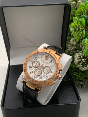 Versace Chronograph Watch for Men– Leather Stainless Steel Timepiece