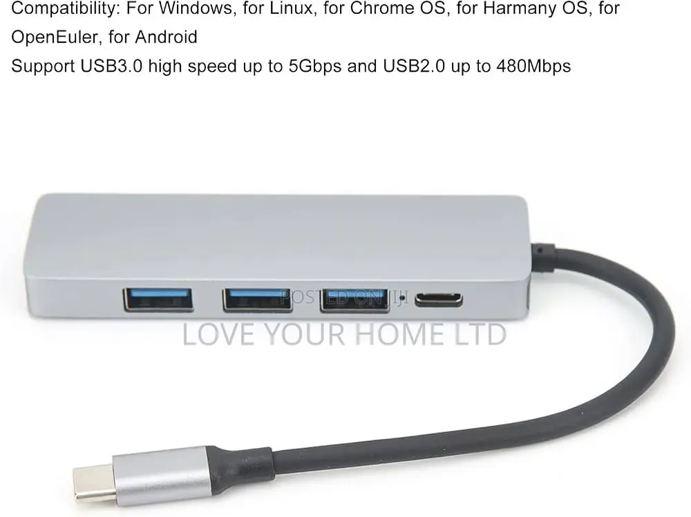5-in-1 Type-C Hub Adapter — HDMI + 3× USB 3.0 + Type-C Port