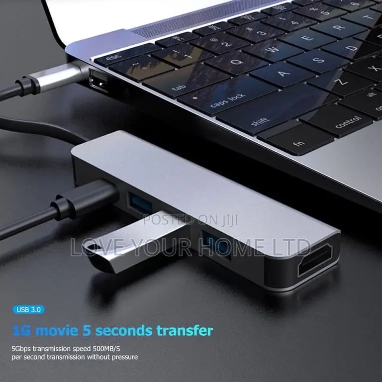 5-in-1 Type-C Hub Adapter — HDMI + 3× USB 3.0 + Type-C Port