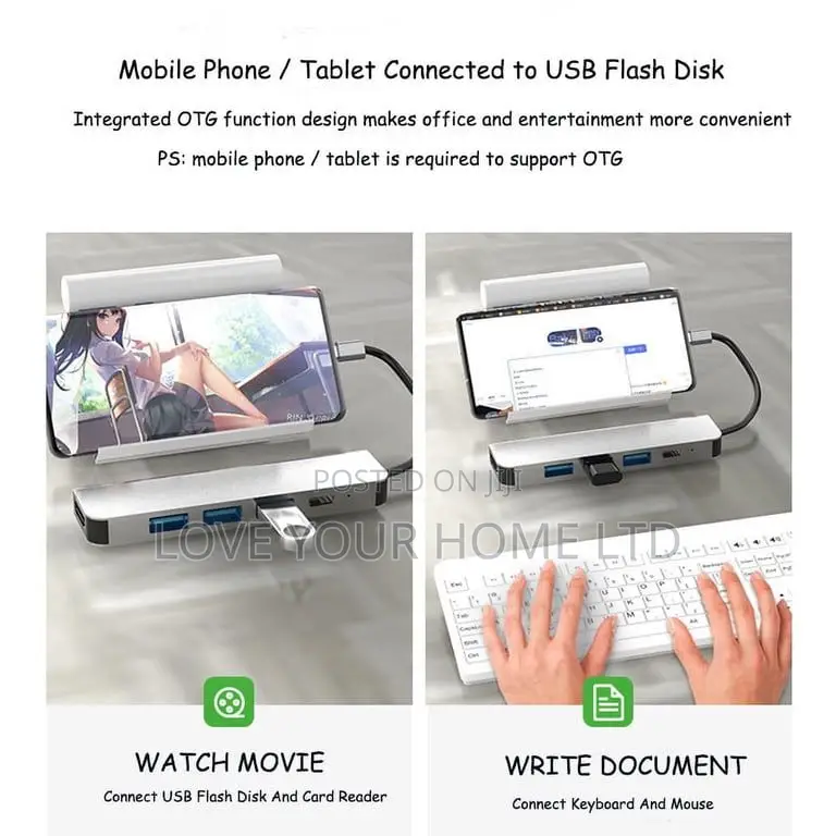5-in-1 Type-C Hub Adapter — HDMI + 3× USB 3.0 + Type-C Port