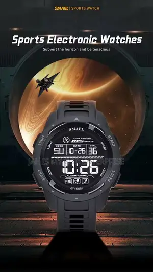 Smael Digital Sports Led Men 50m Waterproof Digital Light Watch-Black