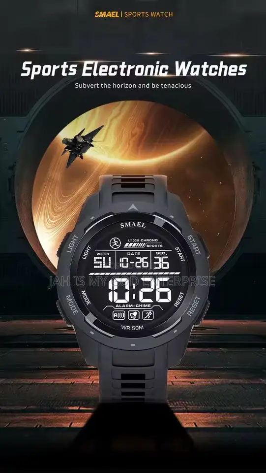 Smael Digital Sports Led Men 50m Waterproof Digital Light Watch-Black