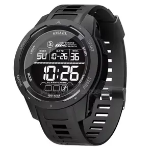 Smael Digital Sports Led Men 50m Waterproof Digital Light Watch-Black
