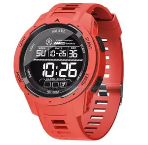 Smael Digital Sports Led Men 50m Waterproof Digital Light Watch-Red