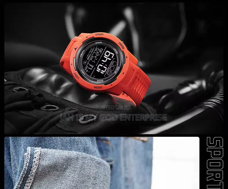 Smael Digital Sports Led Men 50m Waterproof Digital Light Watch-Red