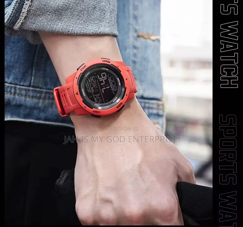 Smael Digital Sports Led Men 50m Waterproof Digital Light Watch-Red