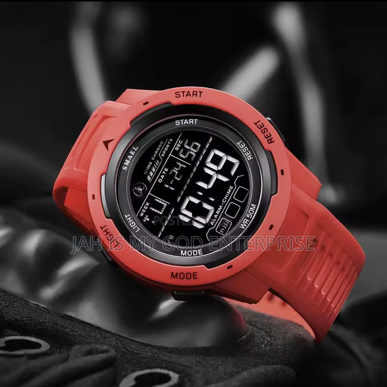 Smael Digital Sports Led Men 50m Waterproof Digital Light Watch-Red