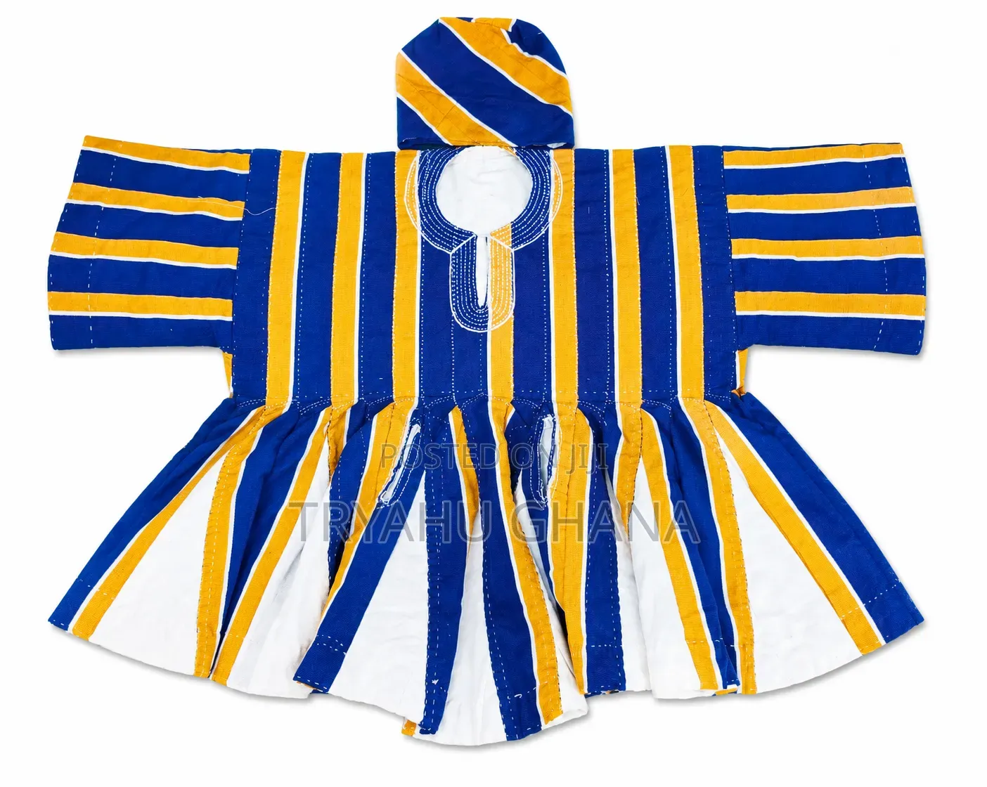 Luxury Blue, Yellow and White Men's Batakari Smock for Sale at Tryahu