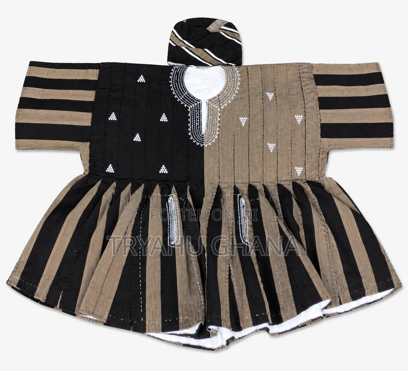 Look Powerful in This Men's Classy Brown and Black Traditional Smock