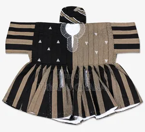 Look Powerful in This Men's Classy Brown and Black Traditional Smock