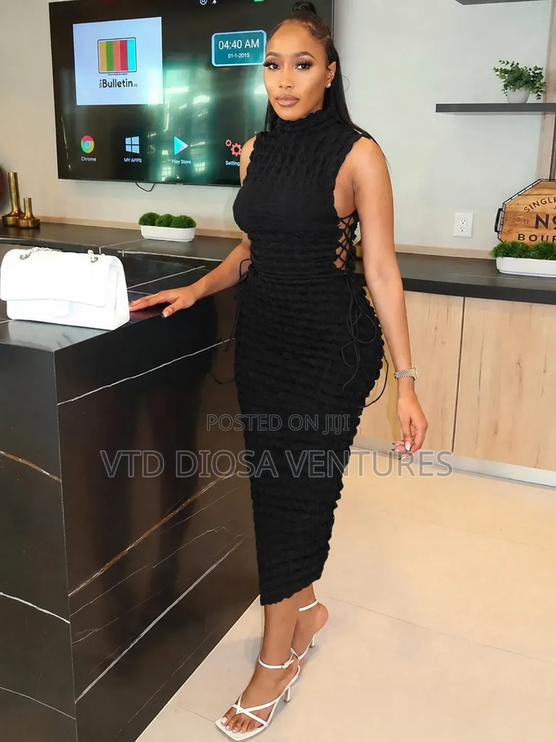 Black Side Laced Bodycon Dress