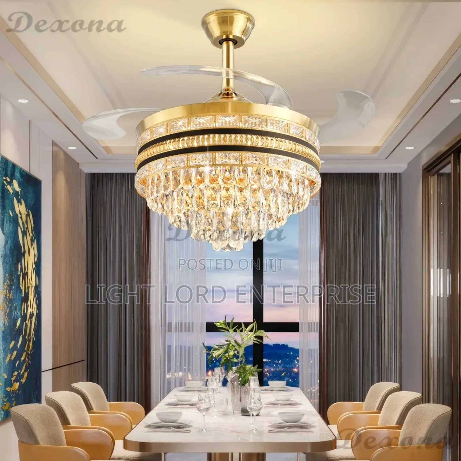 Crown Ring Shape Chandelier Fan Light