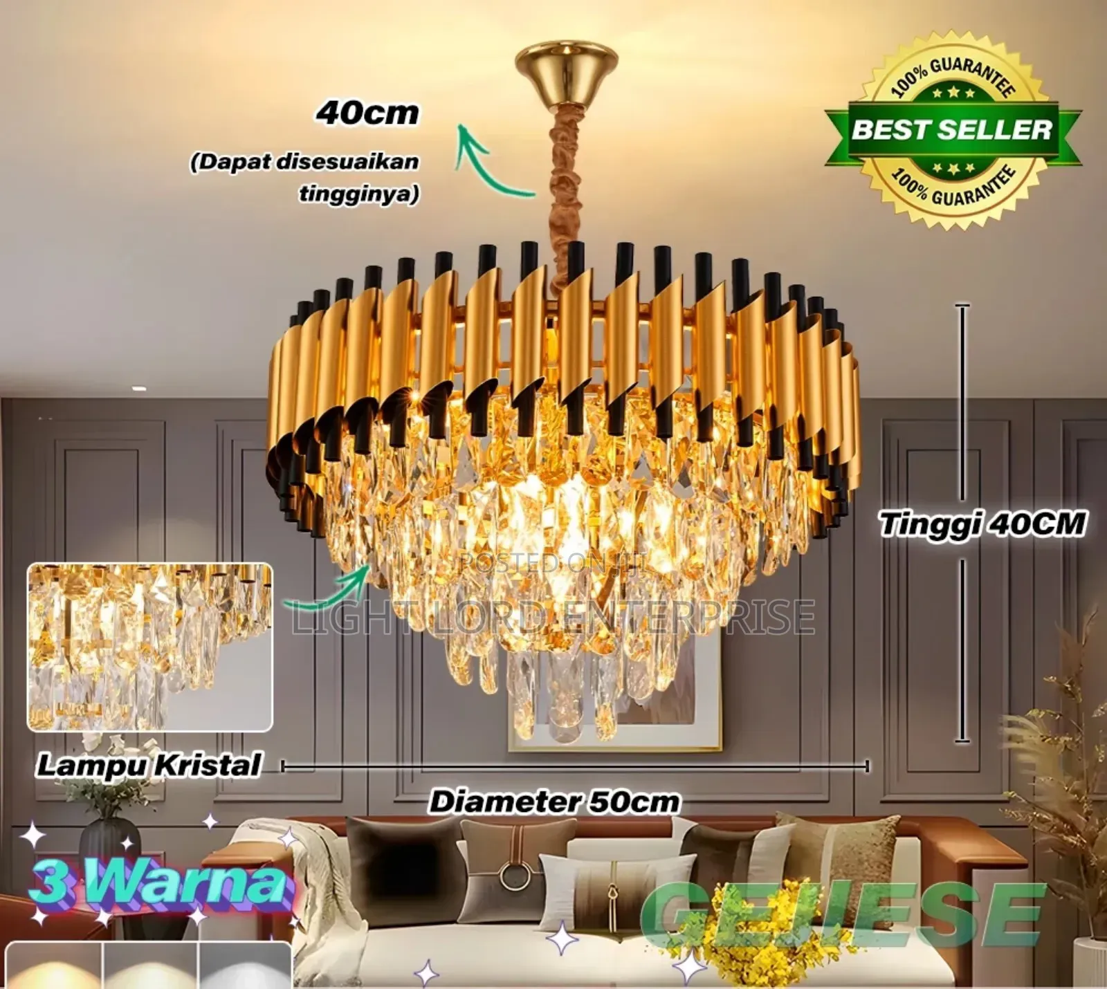 50cm Chandelier Crystal Led Light