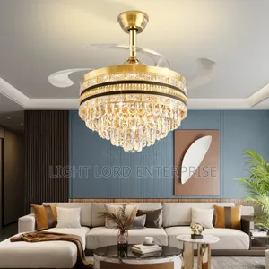 Pure Gold Color Chandelier Fan Light