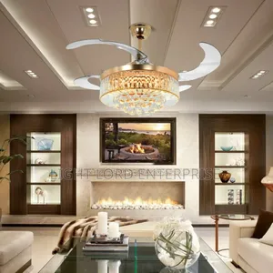 Standard Crystal Stones Chandelier Fan Light