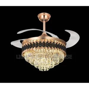 Orient Black and Gold Chandelier Fan Light