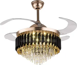 Transparent Blade Black and Gold Chandelier