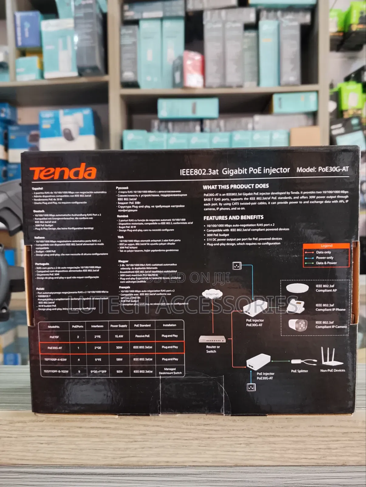 Tenda Ieee802.3at Gigabit Poe Injector/Tenda Poe30g-At