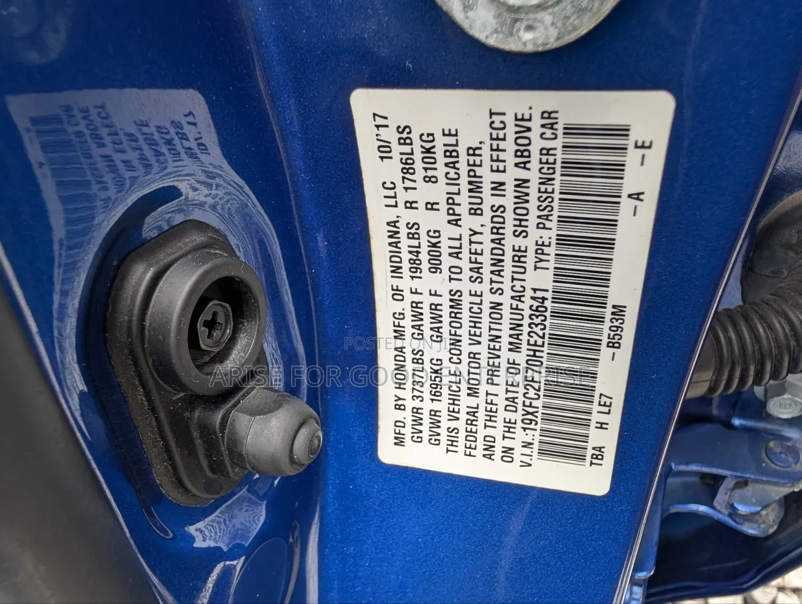 Honda Civic EX 4dr Sedan (2.0L 4cyl) 2017 Blue