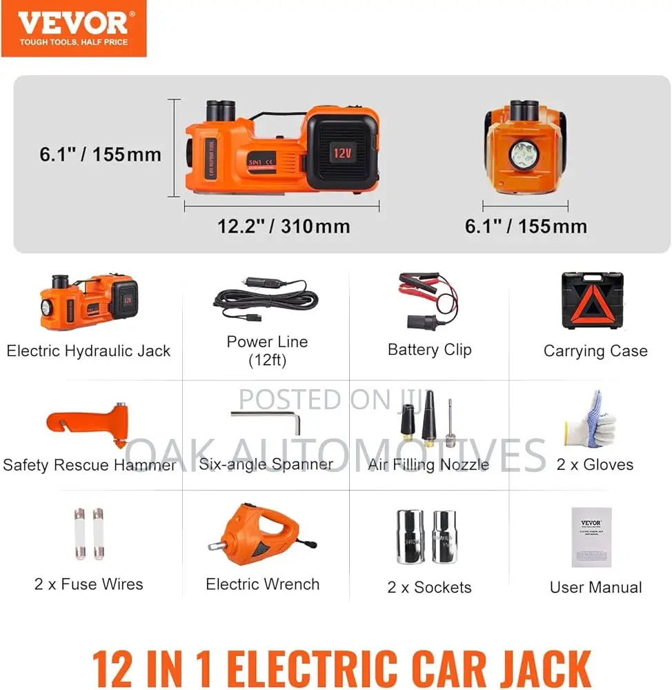 5 Ton Hydraulic Electric Car Jack With Impact Wrench and Tire Pump