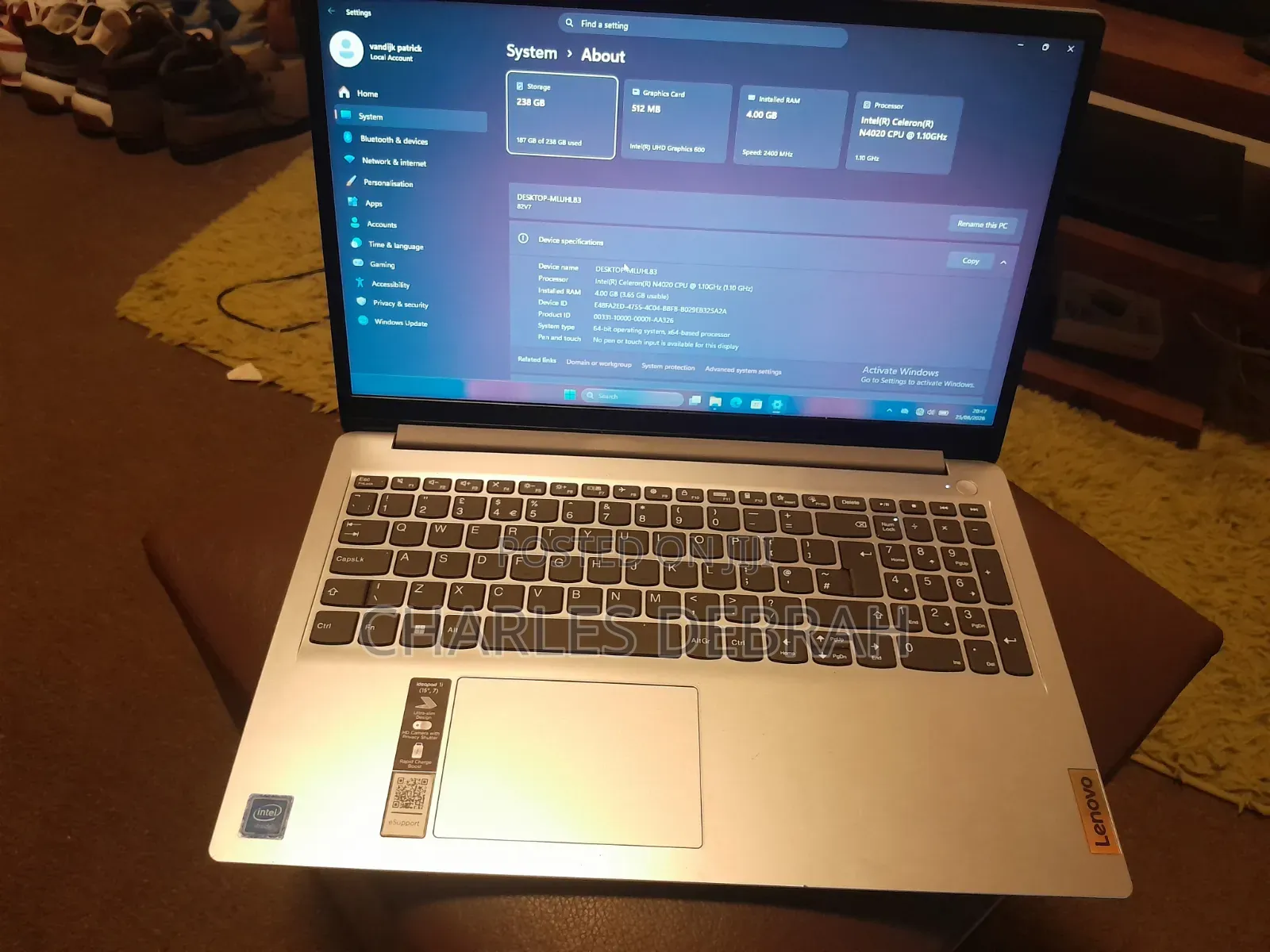 Laptop Lenovo IdeaPad 1 4GB Intel HDD 256GB