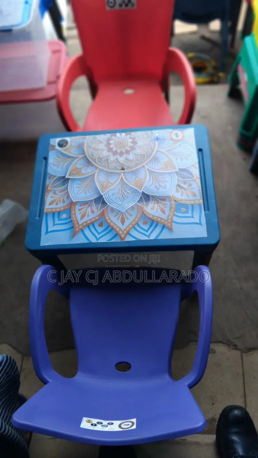 Kiddies Chairs With Metal Legs and Table With Design