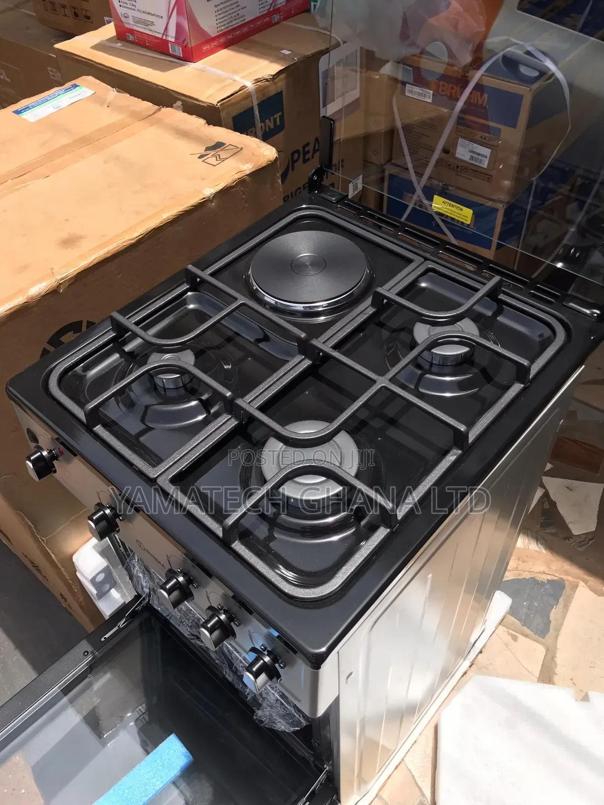 Sigma Stainless Steel 3 Gas 1 Electric Stove Oven With Cast Iron Top