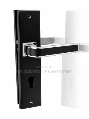 Modern Black Chrome Door Handle Lock Lever Keyhole Fitting