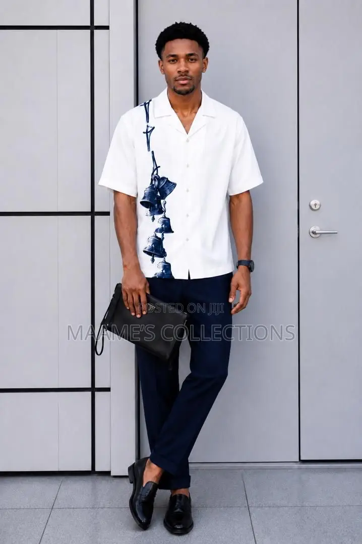 Aknotic Men's Printed Casual Short Sleeve Shirt and Down Set