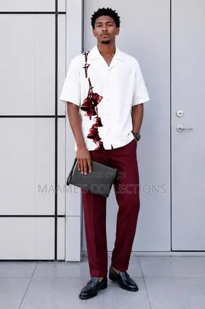 Aknotic Men's Printed Casual Short Sleeve Shirt and Down Set