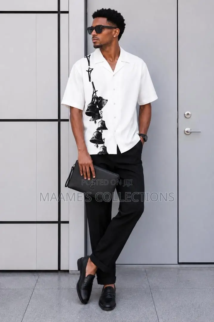 Aknotic Men's Printed Casual Short Sleeve Shirt and Down Set