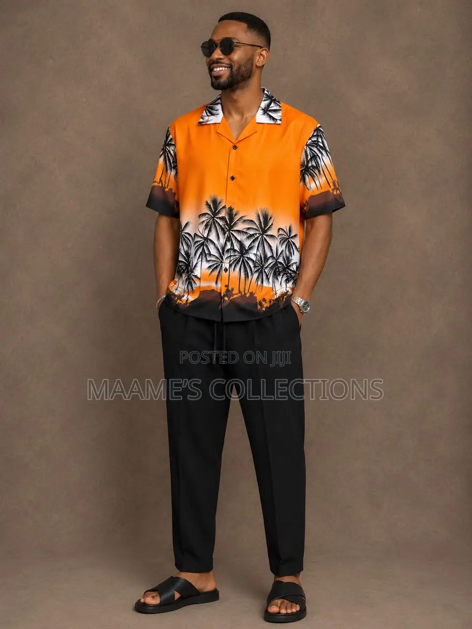Aknotic Men's Printed Casual Short Sleeve Shirt and Down Set