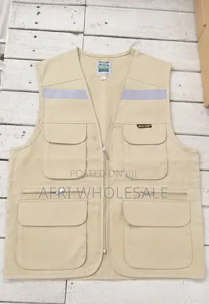 Reflective Media Vest Jacket Cameraman Khaki Brown Photography Pockets