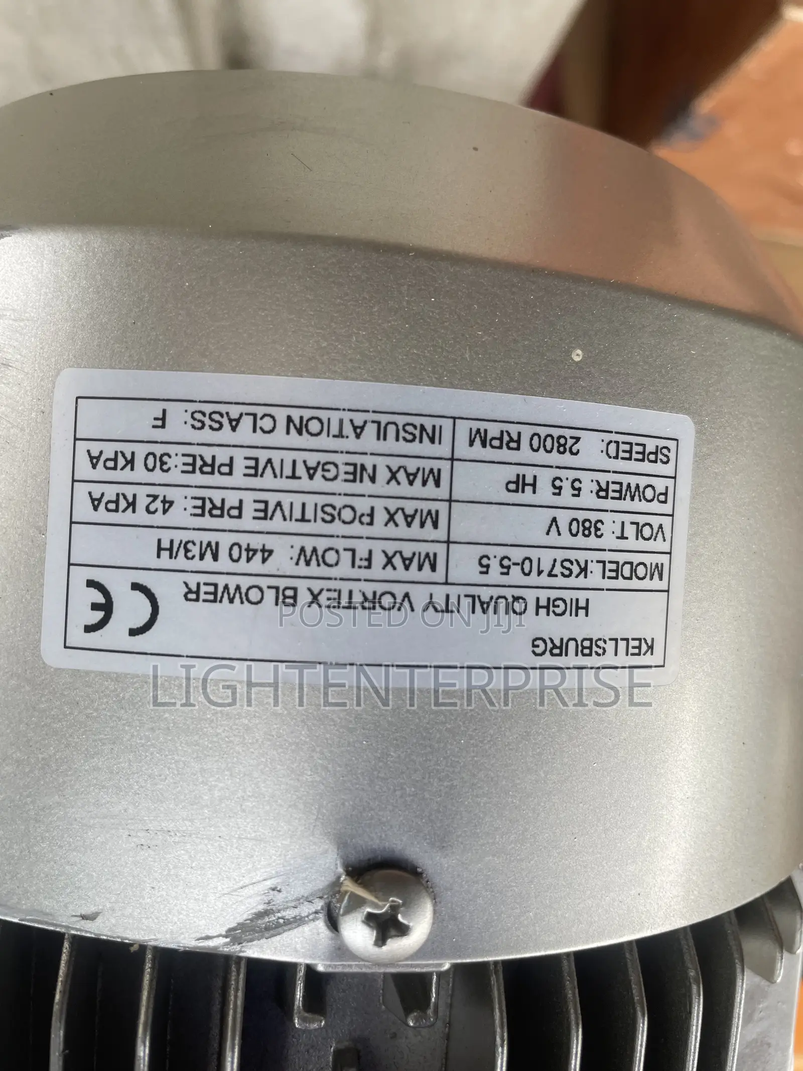 5.5hp High Pressure Vortex Blower –380v Industrial Air Blower 2800 RPM