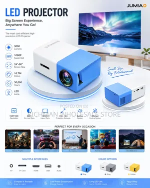Mini Led Projector 1080p Hd Portable Home Cinema Hdmi USB Av