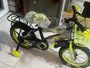 Baby King Brand Kids Bicycle With a Black Frame and Yellow Accents