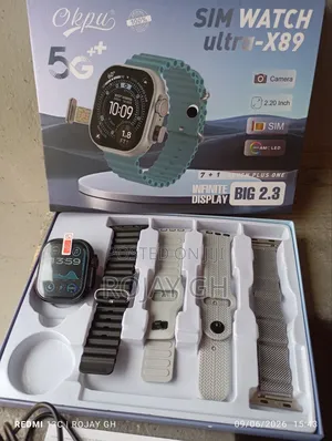 Ultra-X89 Smart Watch With Sim Slot and Camera + 4 Straps - Black