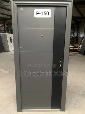 Single Gray Security Door With Accessories