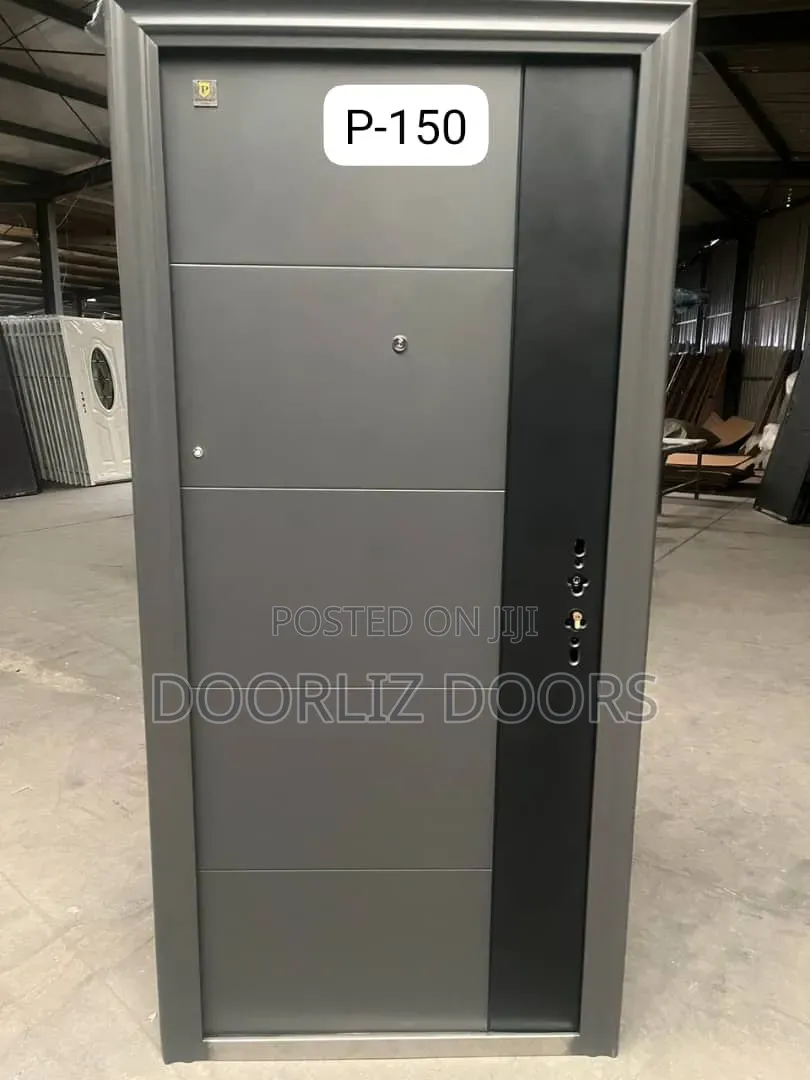 Single Gray Security Door With Accessories